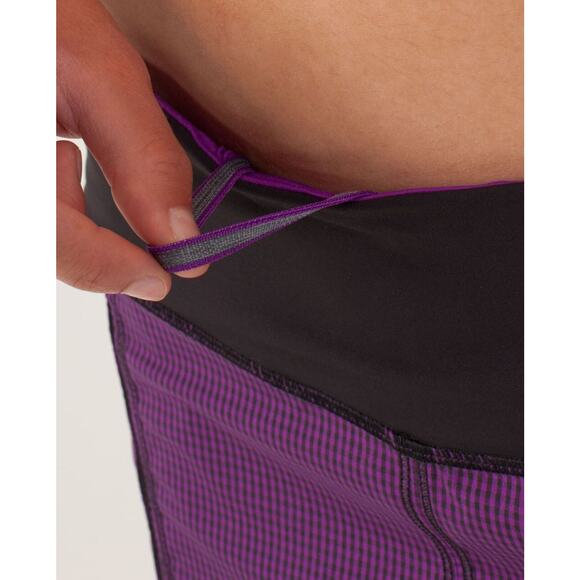 Lululemon Full Stride Skirt Skort Shorts Eighth Gingham Tender Violet Black Sz 6 - Picture 5 of 16